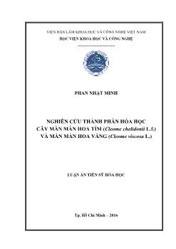 Luận án Nghiên cứu thành phần hóa học cây màn màn hoa tím (Cleome chelidonii L.f.) và màn màn hoa vàng (Cleome viscosa L.)