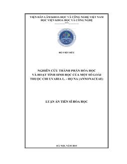 Luận án Nghiên cứu thành phần hóa học và hoạt tính sinh học của một số loài thuộc chi Uvaria L. - Họ Na (Annonaceae)