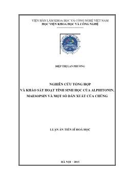 Luận án Nghiên cứu tổng hợp và khảo sát hoạt tính sinh học của Alphitonin, Maesopsin và một số dẫn xuất của chúng