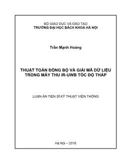 Luận án Thuật toán đồng bộ và giải mã dữ liệu trong máy thu TR-UWB tốc độ thấp