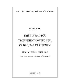 Luận án Triết lý đạo đức trong kho tàng tục ngữ, ca dao, dân ca Việt Nam