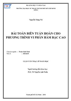 Luận văn Bài toán biên tuần hoàn cho phương trình vi phân hàm bậc cao