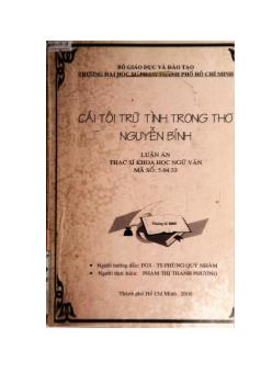 Luận văn Cái tôi trữ tình trong thơ Nguyễn Bính