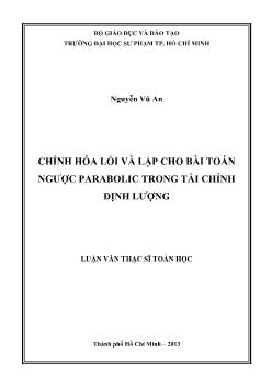 Luận văn Chỉnh hóa lồi và lặp cho bài toán ngược parabolic trong tài chính định lượng