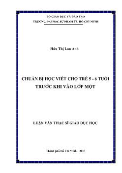 Luận văn Chuẩn bị học viết cho trẻ 5 - 6 tuổi trước khi vào lớp một