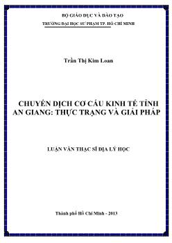 Luận văn Chuyển dịch cơ cấu kinh tế tỉnh An Giang: thực trạng và giải pháp