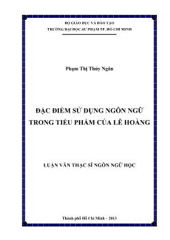 Luận văn Đặc điểm sử dụng ngôn ngữ trong tiểu phẩm của Lê Hoàng