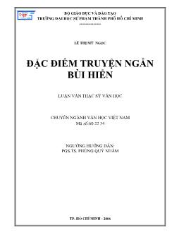 Luận văn Đặc điểm truyện ngắn Bùi Hiển