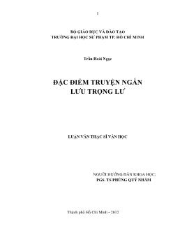 Luận văn Đặc điểm truyện ngắn Lưu Trọng Lư