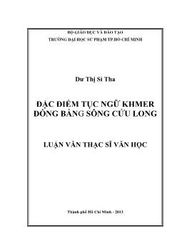 Luận văn Đặc điểm tục ngữ Khmer đồng bằng sông Cửu Long