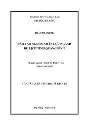 Luận văn Đào tạo nguồn nhân lực ngành du lịch tỉnh Quảng Bình