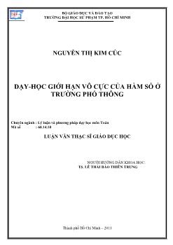 Luận văn Dạy-Học giới hạn vô cực của hàm số ở trường phổ thông