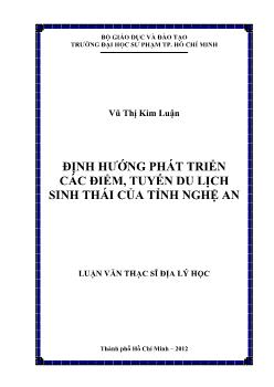 Luận văn Định hướng phát triển các điểm, tuyến du lịch sinh thái của tỉnh Nghệ An