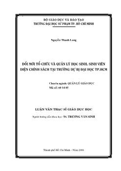 Luận văn Đổi mới tổ chức và quản lý học sinh, sinh viên diện chính sách tại trường dự bị đại học TP. Hồ Chí Minh