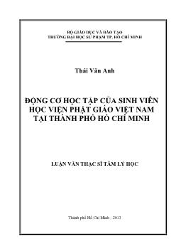 Luận văn Động cơ học tập của sinh viên học viện phật giáo Việt Nam tại thành phố Hồ Chí Minh