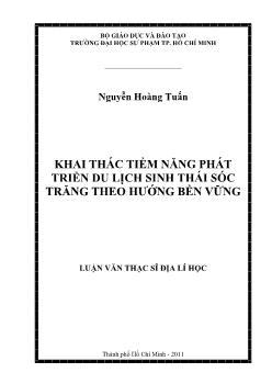 Luận văn Khai thác tiềm năng phát triển du lịch sinh thái Sóc Trăng theo hướng bền vững