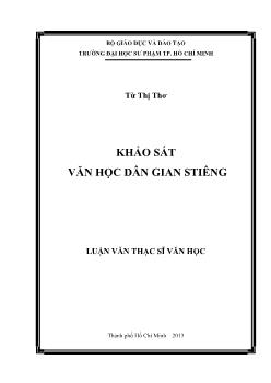 Luận văn Khảo sát văn học dân gian Stiêng