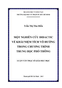 Luận văn Một nghiên cứu Didactic về khái niệm tích vô hướng trong chương trình trung học phổ thông