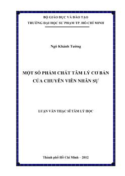 Luận văn Một số phẩm chất tâm lý cơ bản của chuyên viên nhân sự