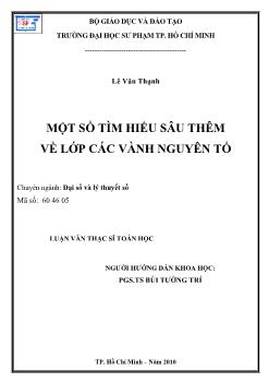 Luận văn Một số tìm hiểu sâu thêm về lớp các vành nguyên tố