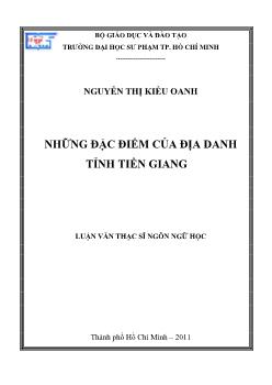 Luận văn Những đặc điểm của địa danh tỉnh Tiền Giang