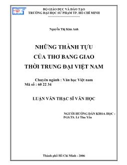 Luận văn Những thành tựu của thơ bang giao thời trung đại Việt Nam