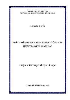 Luận văn Phát triển du lịch tỉnh Bà Rịa – Vũng Tàu: hiện trạng và giải pháp