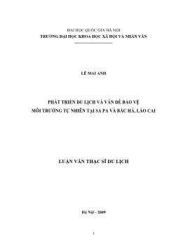 Luận văn Phát triển du lịch và vấn đề bảo vệ môi trường tự nhiên ở Sa Pa và Bắc Hà