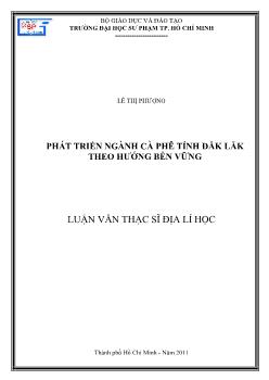 Luận văn Phát triển ngành cà phê tỉnh Đăk Lăk theo hướng bền vững