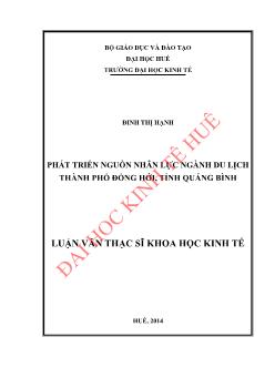 Luận văn Phát triển nguồn nhân lực ngành du lịch thành phố Đồng Hới, tỉnh Quảng Bình