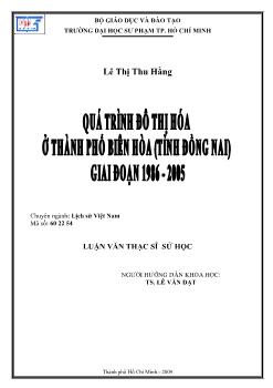 Luận văn Quá trình đô thị hóa ở thành phố Biên Hòa (tỉnh Đồng Nai) giai đoạn 1986 - 2005