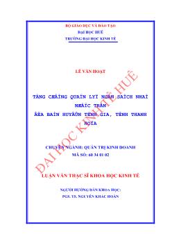 Luận văn Tăng cường quản lý ngân sách nhà nước trên địa bàn Tĩnh Gia, tỉnh Thanh Hóa