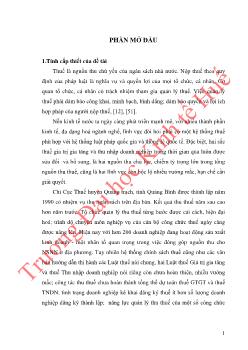 Luận văn Tăng cường quản lý thu thuế Giá trị gia tăng và thuế Thu nhập doanh nghiệp trên địa bàn huyện Quảng Trạch, tỉnh Quảng Bình