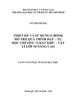 Luận văn Thiết kế và sử dụng E-Book hỗ trợ quá trình dạy – tự học chương “chất khí” – Vật lí lớp 10 nâng cao