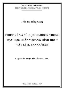 Luận văn Thiết kế và sử dụng E-Book trong dạy học phần “Quang hình học” Vật lí 11, ban cơ bản