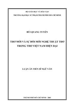 Luận văn Thơ mới và sự đổi mới nghệ thuật thơ trong thơ Việt Nam hiện đại