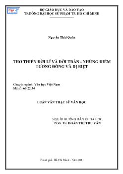 Luận văn Thơ thiền đời Lí và đời Trần - Những điểm tương đồng và dị biệt