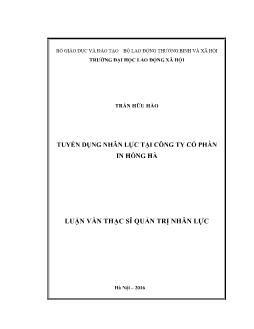 Luận văn Tuyển dụng nhân lực tại Công ty cổ phần in Hồng Hà