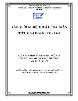 Luận văn Văn xuôi nghệ thuật của Trần Tiêu giai đoạn 1930 - 1945