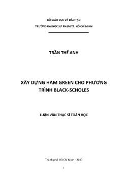 Luận văn Xây dựng hàm Green cho phương trình Black-Scholes