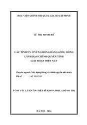 Tóm tắt Luận án Các tỉnh ủy ở vùng đồng bằng sông Hồng lãnh đạo chính quyền tỉnh giai đoạn hiện nay