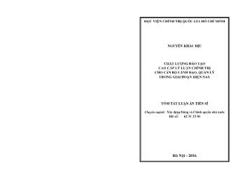 Tóm tắt Luận án Chất lượng đào tạo cao cấp lý luận chính trị cho cán bộ lãnh đạo, quản lý trong giai đoạn hiện nay