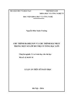 Tóm tắt Luận án Chu trình Hamilton và chu trình dài nhất trong một số lớp đồ thị có tổng bậc lớn