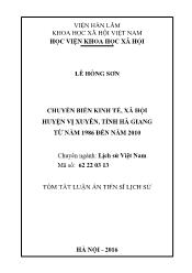 Tóm tắt Luận án Chuyển biến kinh tế, xã hội huyện Vị Xuyên, tỉnh Hà Giang từ năm 1986 đến năm 2010