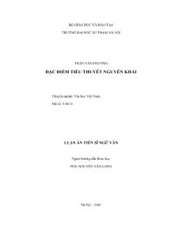 Tóm tắt Luận án Đặc điểm tiểu thuyết Nguyễn Khải