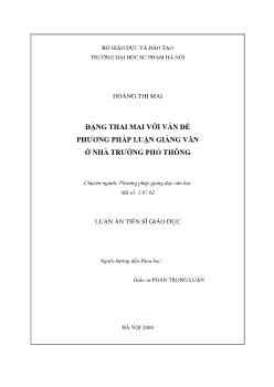 Tóm tắt Luận án Đặng Thai Mai với vấn đề phương pháp luận giảng văn ở nhà trường phổ thông