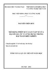 Tóm tắt Luận án Mở rộng phép suy luận xấp xỉ của đại số gia tử và ứng dụng trong bài toán điều khiển