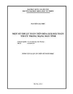 Tóm tắt Luận án Một số thuật toán tiến hóa giải bài toán tối ưu trong mạng máy tính