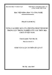 Tóm tắt Luận án Nâng cao hiệu quả của phương pháp thăm dò trọng lực trong nghiên cứu cấu trúc địa chất ở Việt Nam