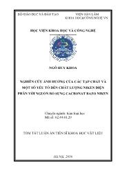 Tóm tắt Luận án Nghiên cứu ảnh hưởng của các tạp chất và một số yếu tố đến chất lượng niken điện phân với nguồn bổ sung cacbonat bazo niken